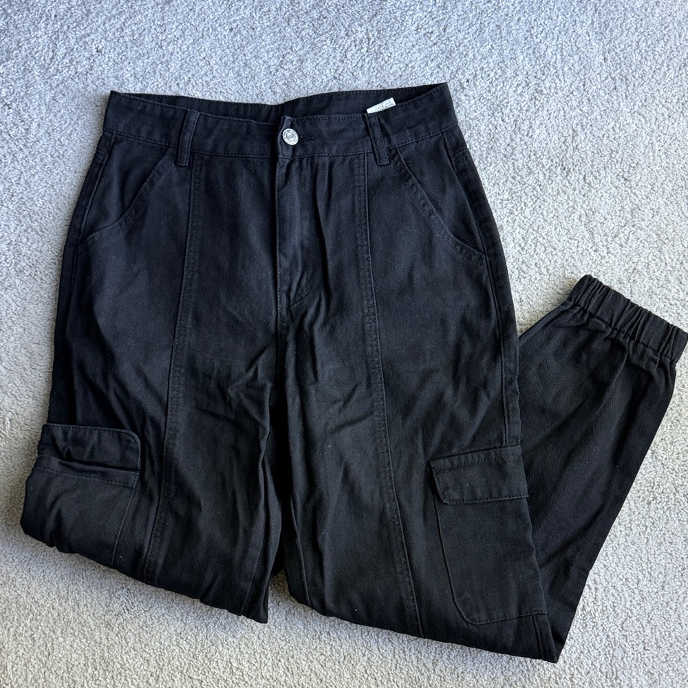 Black Cargo Jogger Pants